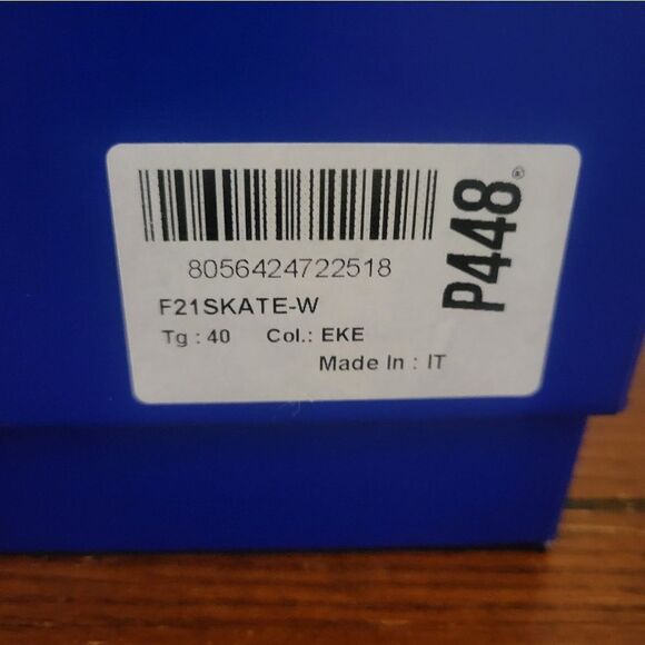 P448 Skater Womens Sneaker Black Brown Faux Leather Handmade Italy US 8.5 NIB - Picture 14 of 15